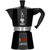 Bialetti Moka Express I love coffee črna - 6 skodelic