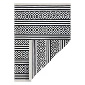 eoshop Preproga TWIN 22996 geometrijska, črte iz bombaža, dvostranska, okolju prijazna, z robovi - črna/krem ( - Velikost: 140x190 cm)