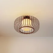 Lindby stropna svetilka Davella, O 50 cm, bambus, tekstil - Dnevna soba/jedilnica - Skandinavski - Les temen, bež