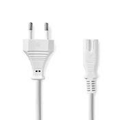 Nedis Napajalni kabel Euro moški IEC 320 C7 Naravnost Naravnost Ponikljano 2 00 m Stanovanje PVC Bela Oznaka
