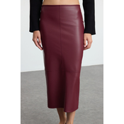 Trendyol Claret Red High Waist Pencil Skirt with Fitted Slit