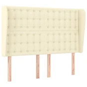 Vidaxl Vzglavje z ušesi krem 147x23x118/128 cm umetno usnje