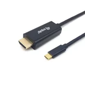Equip 133411 prilagodnik za video kabel 1 m USB Tip-C HDMI Tip A (Standard) Crno