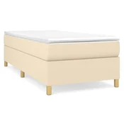 Vidaxl Box spring postelja z vzmetnico krem 80x200 cm blago