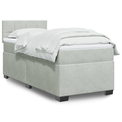 vidaXL Box spring postelja z vzmetnico svetlo siva 100x200 cm žamet
