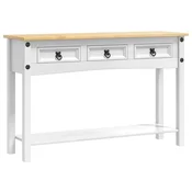 Vidaxl Stranska miza Corona Bela 114 x 34,5 x 73 cm Masivno borovo les
