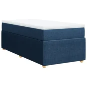 Vidaxl Box spring postelja z vzmetnico modra 90x190 cm blago