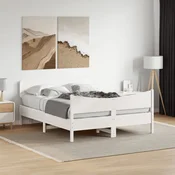 Posteljni okvir brez vzmetnice bel 150x200 cm trdna borovina