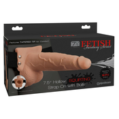 Fetiš Strap-On 7,5 - nadogradnje, šuplji, prskajuci dildo (prirodni)
