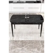 Hanah Home trpezarijski sto na razvlacenje Via, 132 × 80 cm (razvucen 170 cm), ploca u dekoru crnog mermera, crne noge