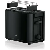 BRAUN Braun HT 3010 BK Toaster, dvojni utor, odstranljiva posoda za drobtine, funkcija pogrevanja in odtajanja, 7 stopenj