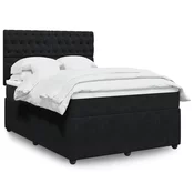 vidaXL Box spring postelja z vzmetnico črna 160x200 cm žamet