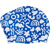 Finis long hair silicone cap print blue modra