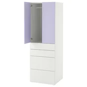 SMASTAD/PLATSA Garderobna omara, bela lila/s 4 predali, 60x57x181 cm