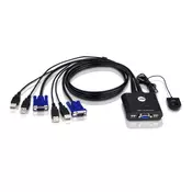 ATEN 2-Port USB VGA Cable KVM Switch with Remote Port Selector