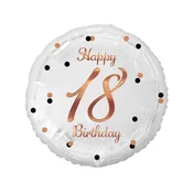 shumee B&C Folija balon za 18. rojstni dan, bel, potisk rožnato zlate barve, 18 | FG-O18B