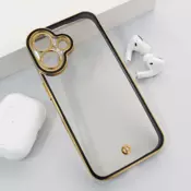 Maska Luxury Crystal Clear za iPhone 16 crna