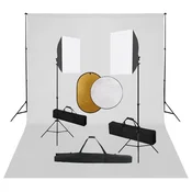 Vidaxl Foto studijski komplet s softboxi, ozadjem in odbojnikom
