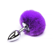 AfterDark Butt Plug with Pompon Silver/Purple Size S