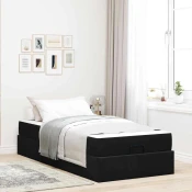 Vidaxl Konstrukcija postelje s shranjevanjem Črna 80 x 200 cm Žamet