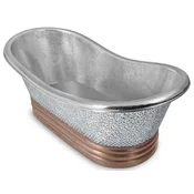 Casa Padrino luxury Art Nouveau copper bathtub silver/copper 172.7 x 78.7 x H. 63.5 cm - Freestanding retro bathtub - Rustic copper bathroom furniture