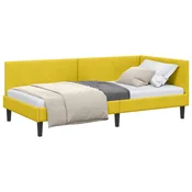 Vidaxl Kotna postelja z vzglavjem Rumena 100 cm x 200 cm Žamet