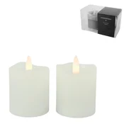 LED sveča LYON stolpič 8 cm bela, komplet 2 kosa