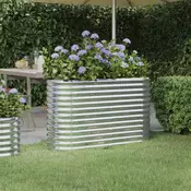 Povišena vrtna gredica od pocincanog celika 114 x 40 x 68 cm srebrna