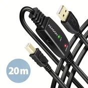 AXAGON ADR-220B, USB 2.0 A-M -> B-M aktivni povezovalni kabel, 20 m