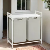 Songmics Košara za perilo 2 predelka 73x33x72 cm bela