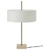 STOCKHOLM 2025 Stona lampa, bela tekstil/mesingano, 65 cm