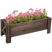 OUTSUNNY Zunanji lesen pravokoten cvetlični zaboj, dvignjena gredica, rastlinsko stojalo, lonec za zunanji vrt, 100x36.5x36cm