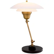 Casa Padrino luxury table lamp antique brass/black/white A� 42 x H. 55 cm - Adjustable desk lamp with round glass lampshade - Luxury lighting - Luxury furniture - Luxury interior