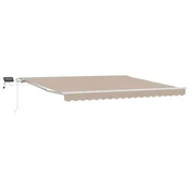 Vidaxl Vlečna tenda Bež 400 x 300 cm Tkanina in aluminij