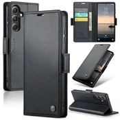 CaseMe Ovitek za Samsung Galaxy S23 FE, denarnica , črn + 9H steklo