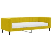 Greatstore Dnevna postelja z vzmetnico rumena 80x200 cm žamet