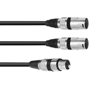 Omnitronic Omnitronic 30225205 XLR adapterski kabel [1x XLR vtičnica 3-polna - 2x XLR vtič 3-polni] 1.50 m črna, (20428025)