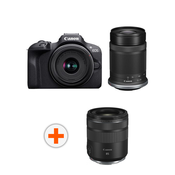 Fotoaparat Canon - EOS R100, RF-S 18-45mm f/4.5-6.3 IS STM, RF-S 55-210mm f/5-7.1 IS STM,Black + Objektiv Canon - RF 85mm f/2 Macro IS STM