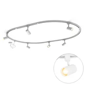 Sodoben tirni sistem razsvetljave s 6 reflektorji beli 1-fazni ovalni 100 cm - Iconic Jeana