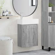 vidaXL Kopalniška omarica s tapo Siva Sonoma 45,5 x 22,5 x 84 cm