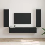 vidaXL TV stenska omara 2 pcs Črna 30 x 31 x 100 cm Konstruiran les