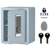 Nikcorp Biometrični sef NIKCORP OT-45-Z 45x38x32 cm, jekleni varnostni sef za dom in pisarno, prstni odtis, elektronska koda, 2 ključa, modra barva, odporno hladno valjano jeklo Q235, možnost pritrditve