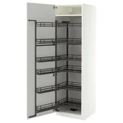 METOD Visoki element s izvlacnim košarama, bijela/Aspudden svijetlo siva, 60x60x200 cm