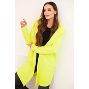 Kesi Womens cotton hoodie with an elongated front neon yellow