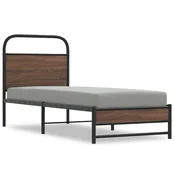 Vidaxl Posteljni okvir brez vzmetnice 75x190 cm rjav hrast inž. les