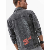 Ombre Clothing Moška jeans prehodna jakna Rhoel črna-siva C525