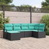 vidaXL vidaXL Kavčna garnitura z blazino 6 pcs Črna poli ratan, (5000154939)