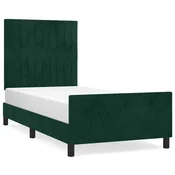 Vidaxl Posteljni okvir brez vzmetnice temno zelen 80x200 cm žamet