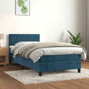 Box spring postelja z vzmetnico temno modra 80x200 cm žamet
