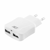 ACT AC2115 USB polnilec 2-izhoda 2.4A 12W Smart IC bel